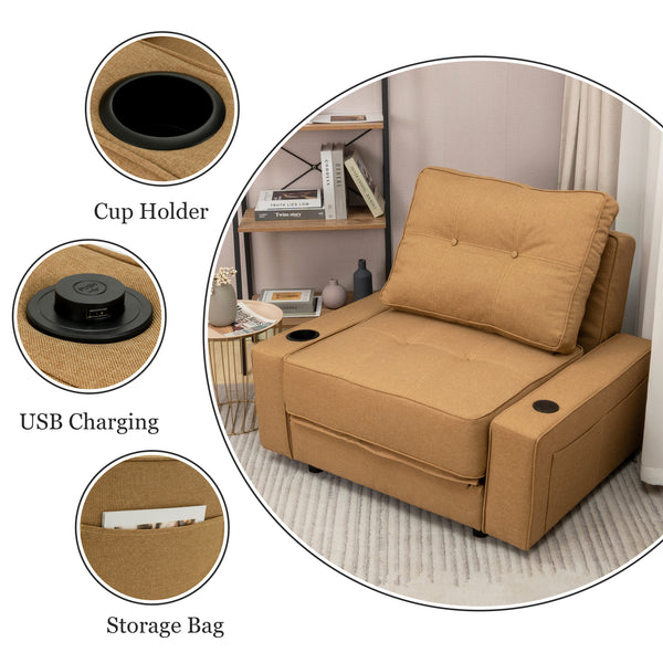 Adjustable backrest folding technical fabric three-in-one sofa bed chair