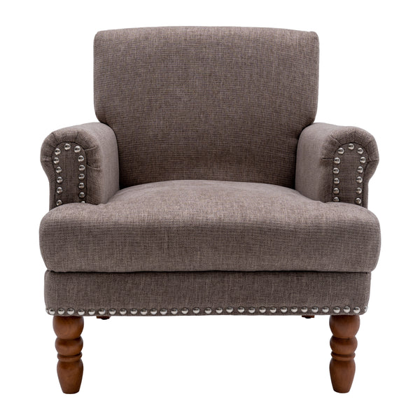 Modern upholstered rivet calabash leg armchair