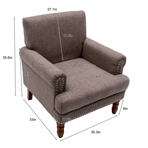Modern upholstered rivet calabash leg armchair