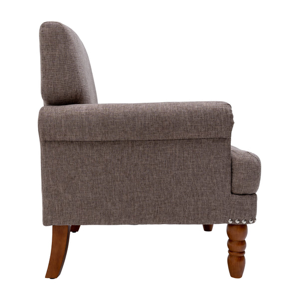 Modern upholstered rivet calabash leg armchair