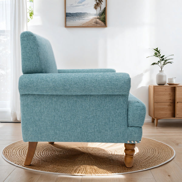Modern upholstered rivet calabash leg armchair