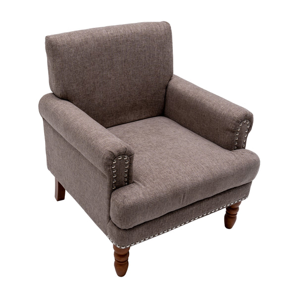 Modern upholstered rivet calabash leg armchair