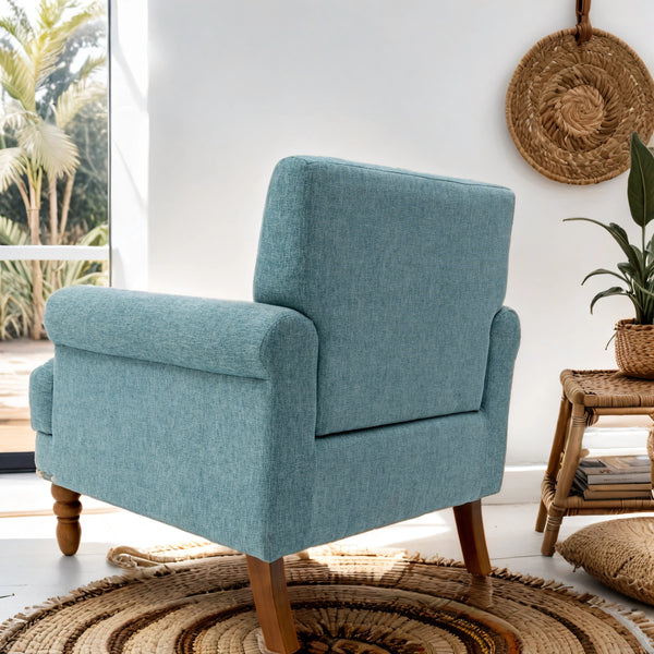 Modern upholstered rivet calabash leg armchair
