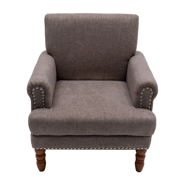 Modern upholstered rivet calabash leg armchair