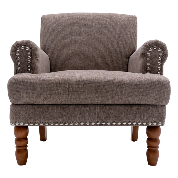 Modern upholstered rivet calabash leg armchair