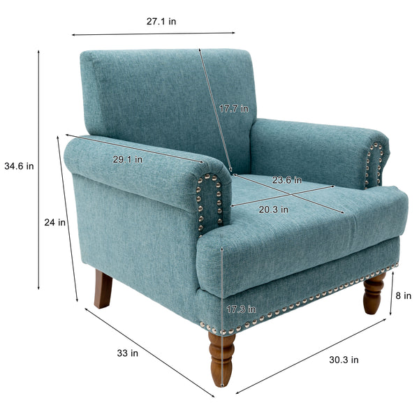 Modern upholstered rivet calabash leg armchair