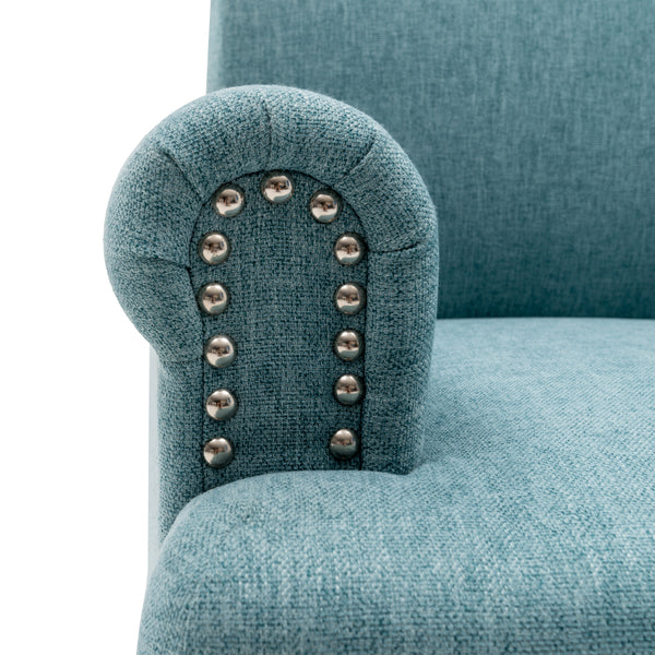 Modern upholstered rivet calabash leg armchair