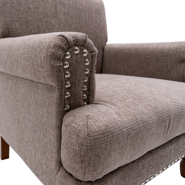 Modern upholstered rivet calabash leg armchair