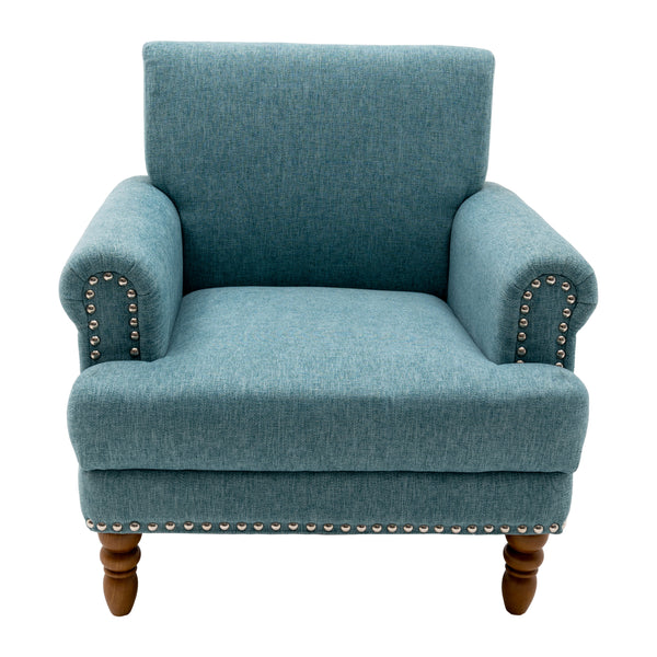 Modern upholstered rivet calabash leg armchair