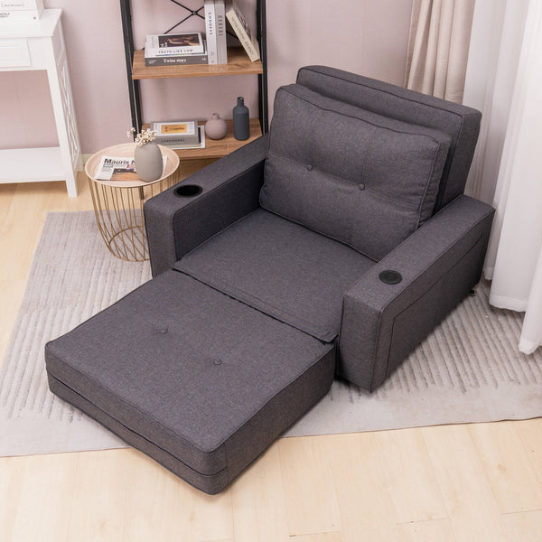 Adjustable backrest folding technical fabric three-in-one sofa bed chair