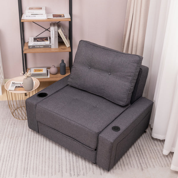 Adjustable backrest folding technical fabric three-in-one sofa bed chair