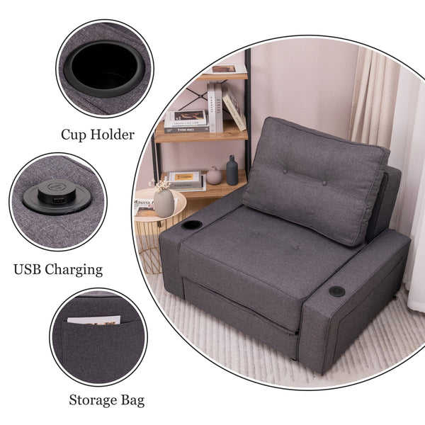 Adjustable backrest folding technical fabric three-in-one sofa bed chair