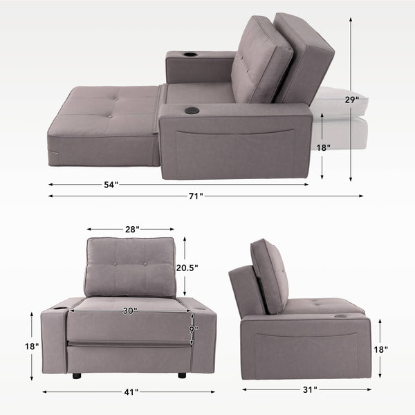 Adjustable backrest folding technical fabric three-in-one sofa bed chair