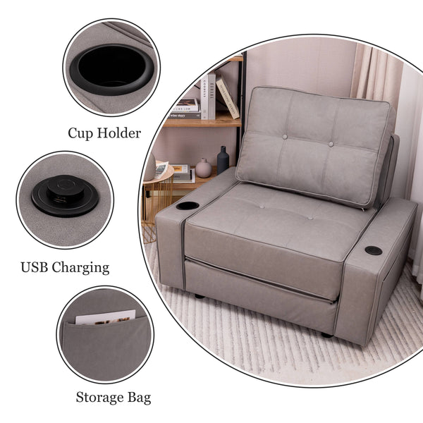 Adjustable backrest folding technical fabric three-in-one sofa bed chair