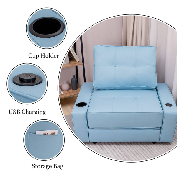 Adjustable backrest folding technical fabric three-in-one sofa bed chair
