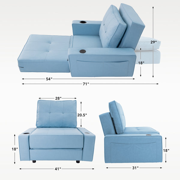 Adjustable backrest folding technical fabric three-in-one sofa bed chair