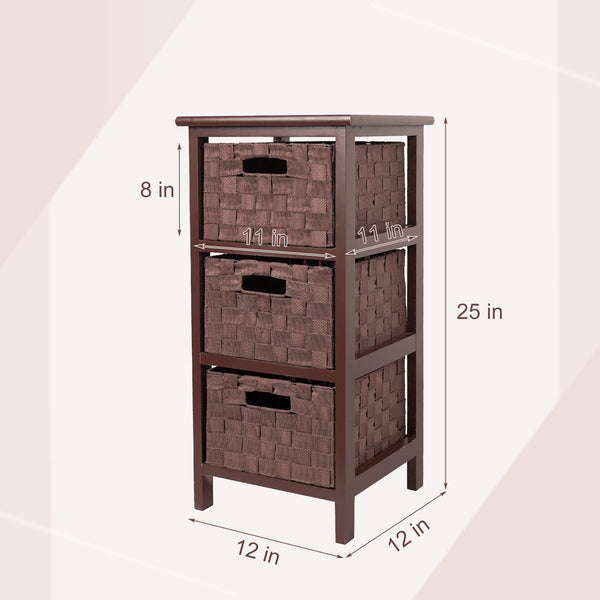 Waytrim Nightstand Sofa End Table 3 Drawers Storage Organizer