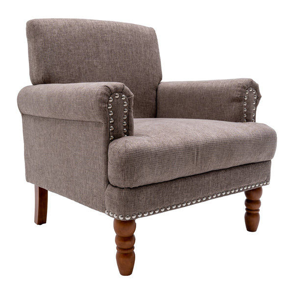 Modern upholstered rivet calabash leg armchair