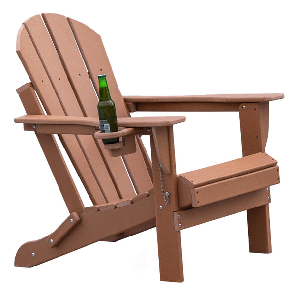 Waytrim Solid Wood Adirondack Foldable Chair With Drinks Place