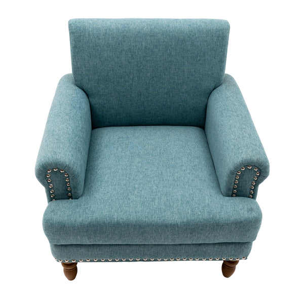 Modern upholstered rivet calabash leg armchair