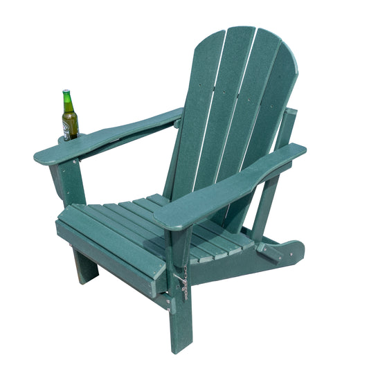 Waytrim Solid Wood Adirondack Foldable Chair With Drinks Place