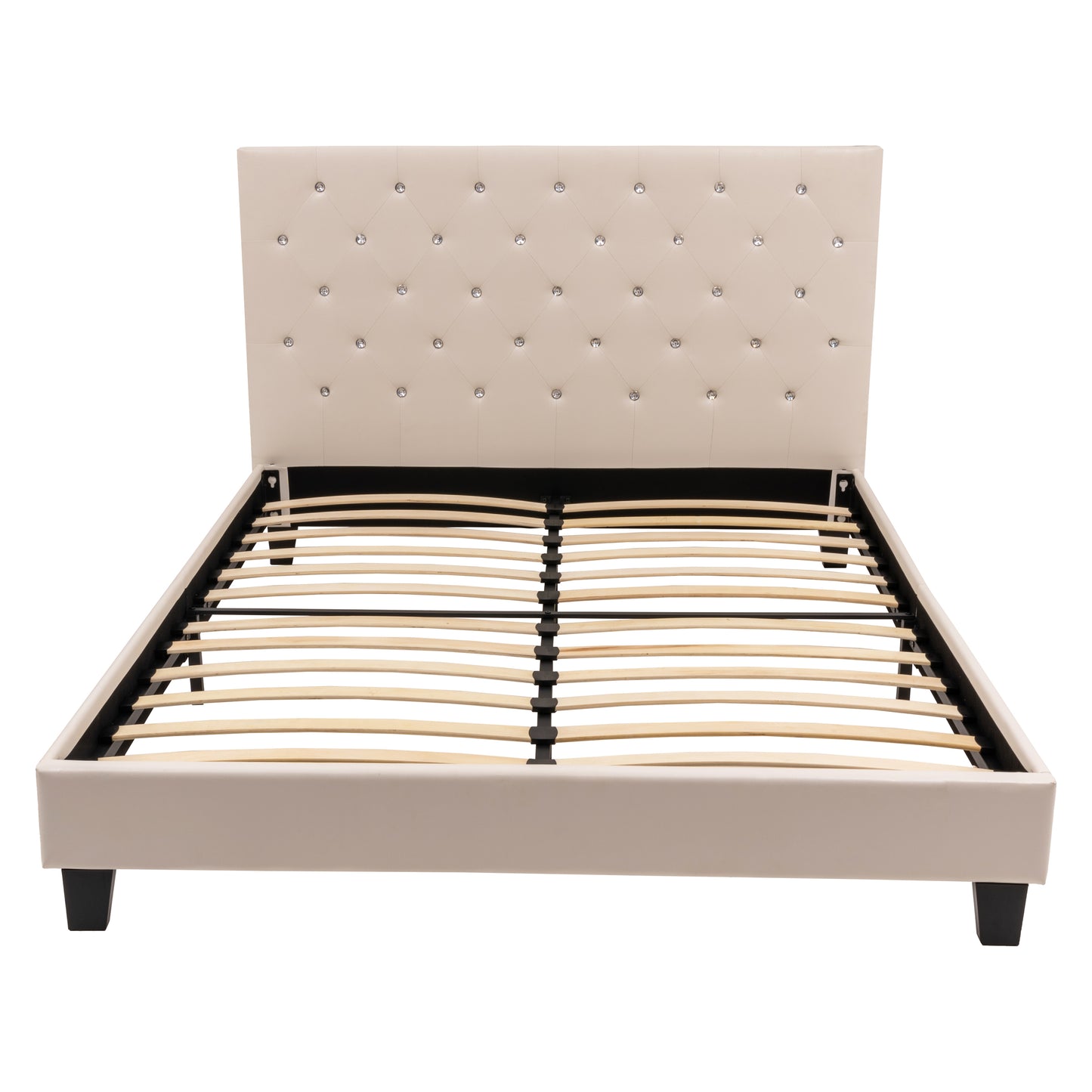 Waytrim wood frame PU leather two-section bed