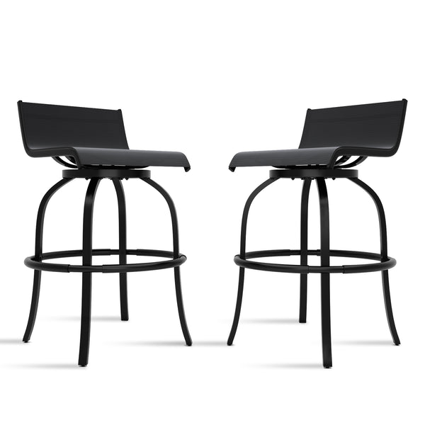 2 PCS outdoor swivel bar stools with backrest and high stool without armrests