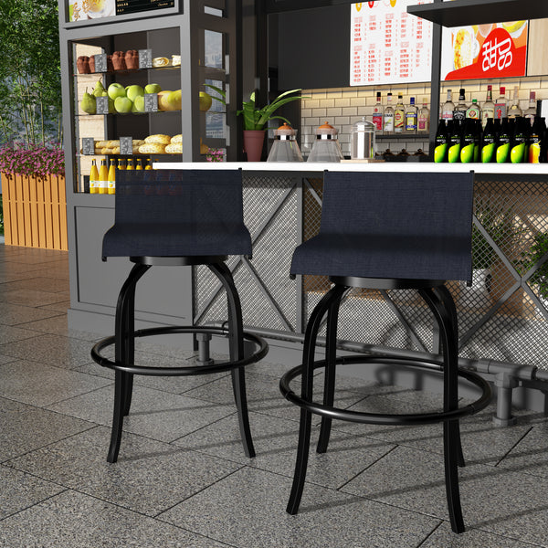 2 PCS outdoor swivel bar stools with backrest and high stool without armrests