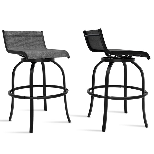 2 PCS outdoor swivel bar stools with backrest and high stool without armrests