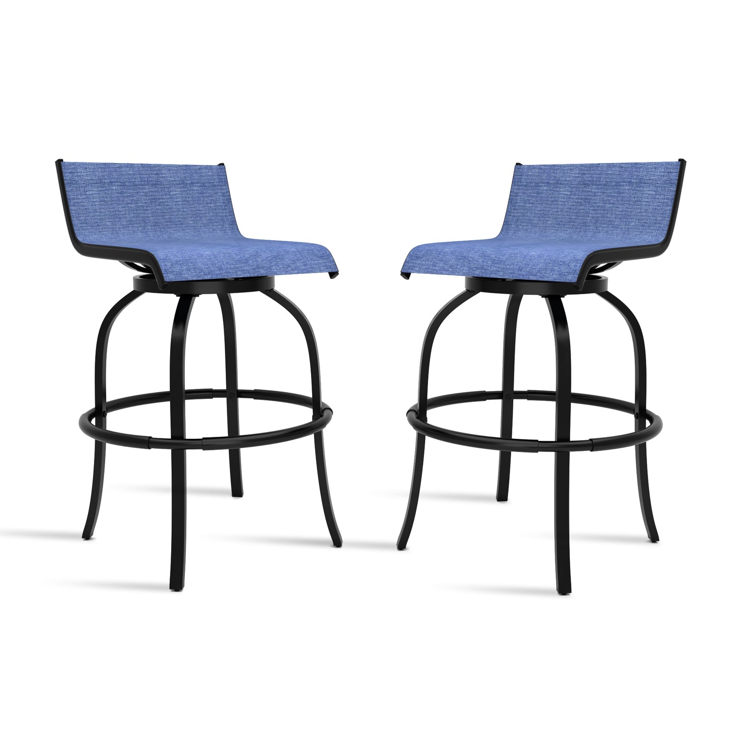 2 PCS outdoor swivel bar stools with backrest and high stool without armrests