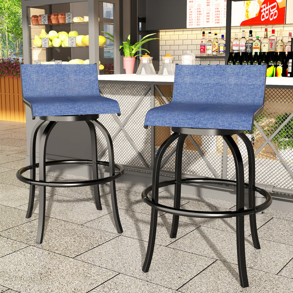 2 PCS outdoor swivel bar stools with backrest and high stool without armrests