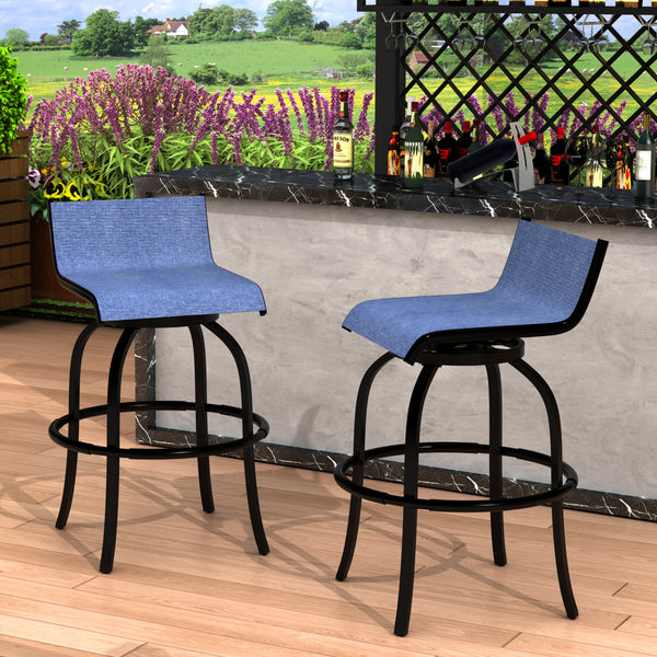 2 PCS outdoor swivel bar stools with backrest and high stool without armrests