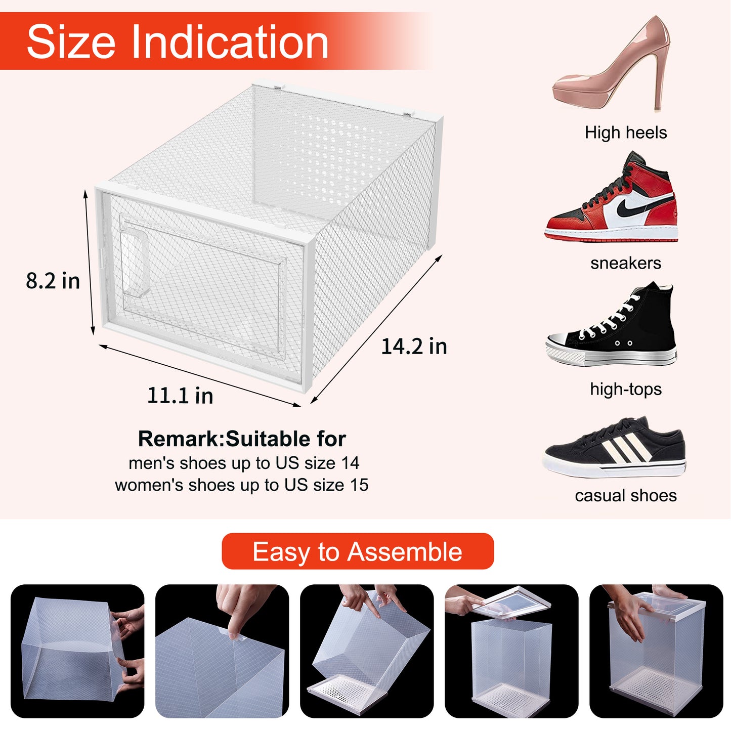 Stackable Shoe Organizer - WAYTRIM Shoe Storage Organizer Shoe Container for Sneaker Sandal Shoe Boxes Fit to Women Size 11