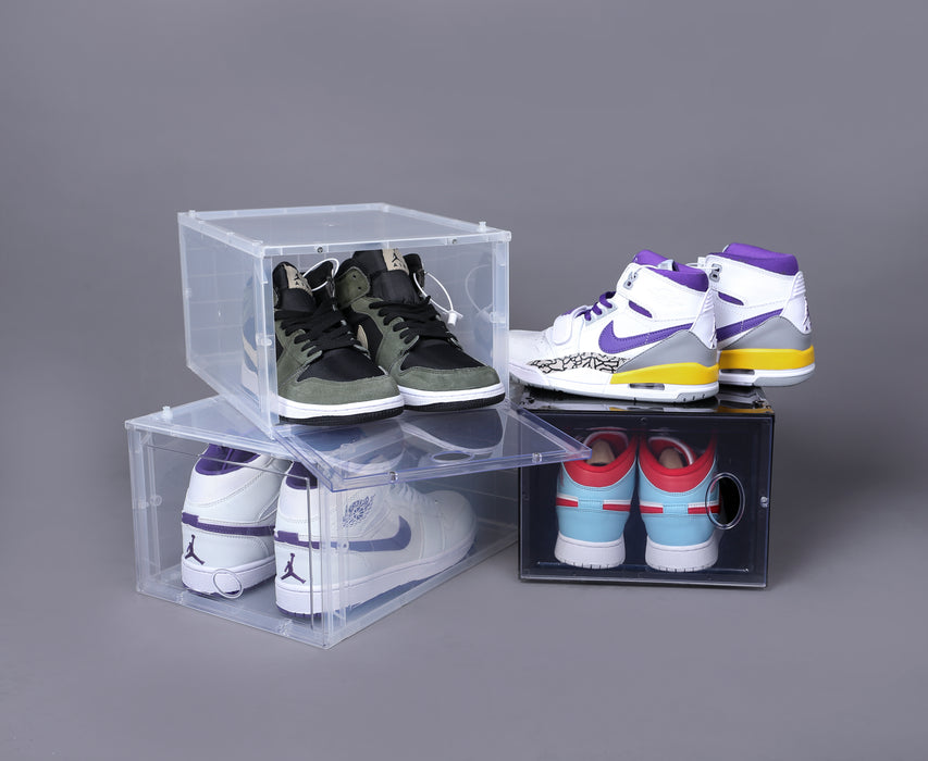 4 Pack Storage Shoe Box, Stackable Storage Bins Shoe Container