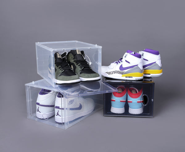 Foldable Clear Sneaker Display Box - 4 Pack - White, Large - [WAYTRIM]