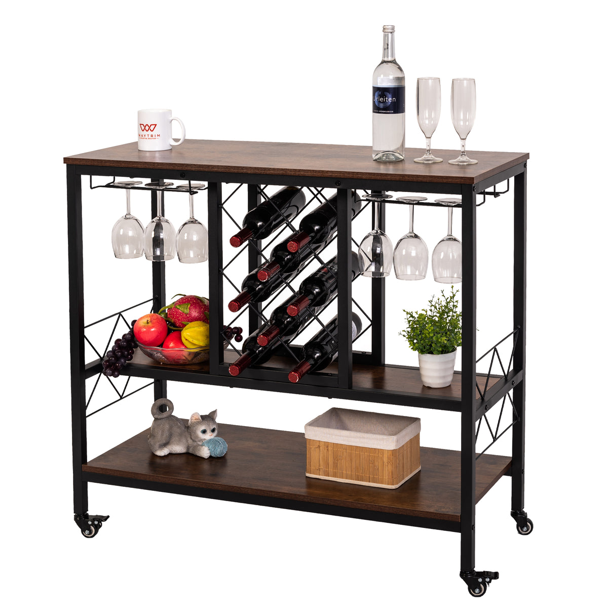 Wine Storage Organizer Display Stand Brown Waytrim