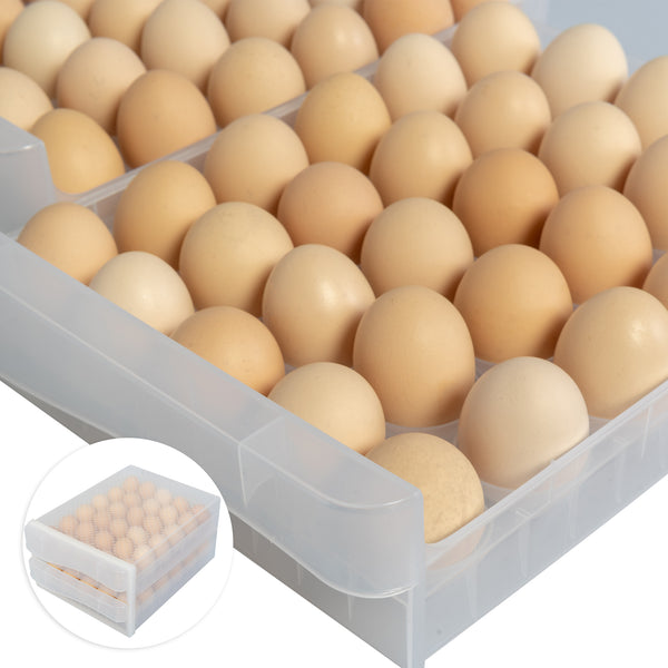 WAYTRIM Kitchen Plastic Egg Holder - 2-tier 60 Egg Tray - White