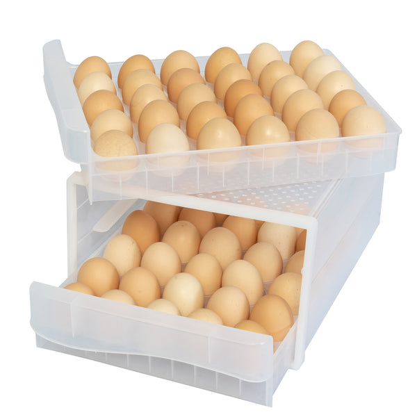 WAYTRIM Kitchen Plastic Egg Holder - 2-tier 60 Egg Tray - White