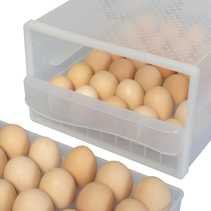 WAYTRIM Kitchen Plastic Egg Holder - 2-tier 60 Egg Tray - White