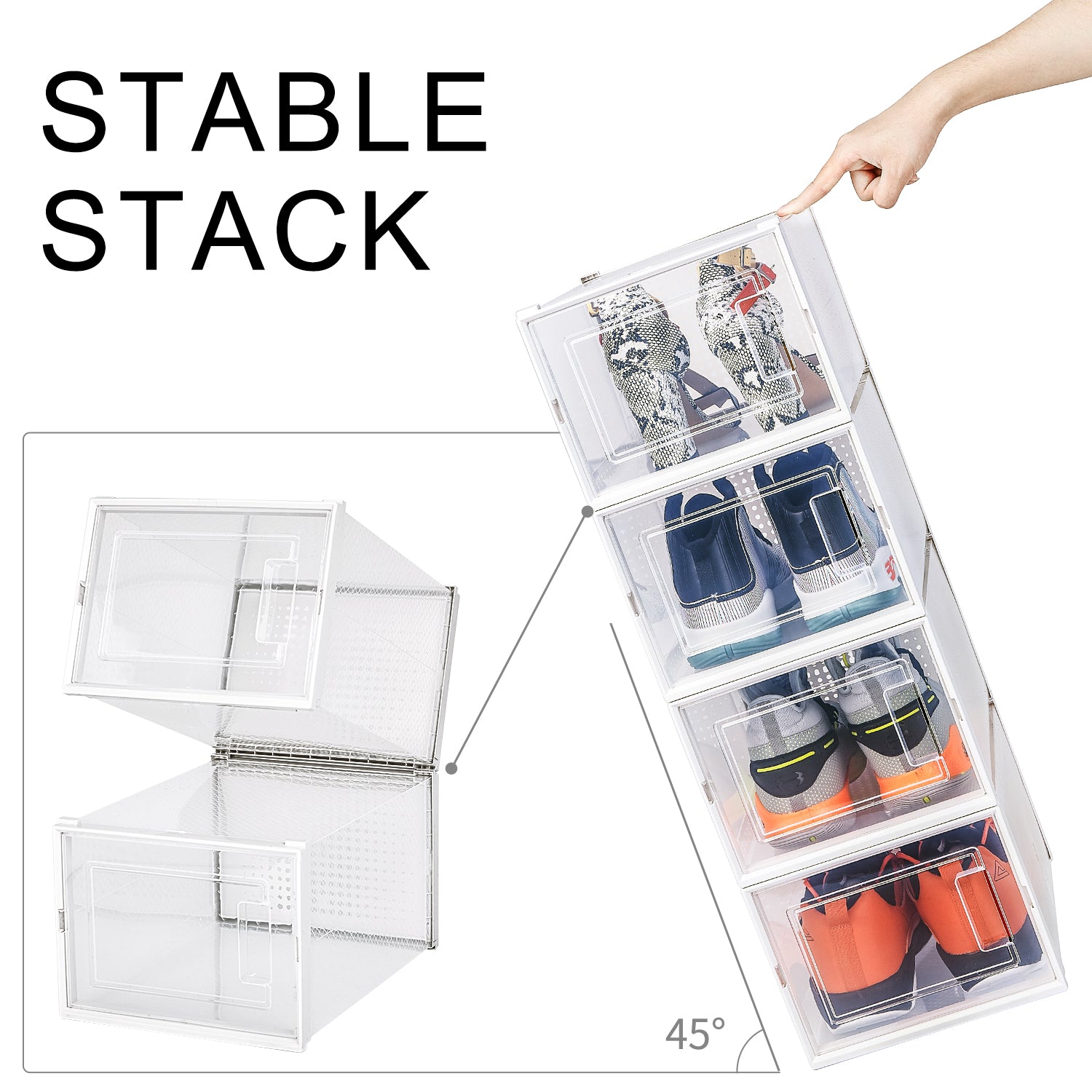 Foldable Clear Sneaker Display Box - 6 Pack - X-Large - [WAYTRIM]
